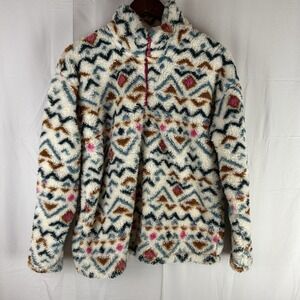 Eddie Bauer Jacket Womens Large Fleece Quarter Zip‎ Pullover Southwest